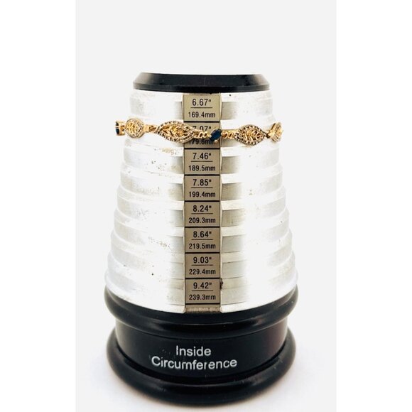 Estate 925 Gold Vermeil Blue Sapphire Tennis Bracelet 7” Two-Tone 8.4g - Picture 5 of 9